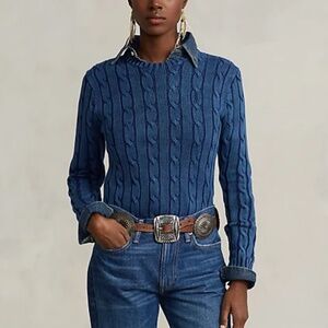 New Polo Cable Knit Cotton Crewneck